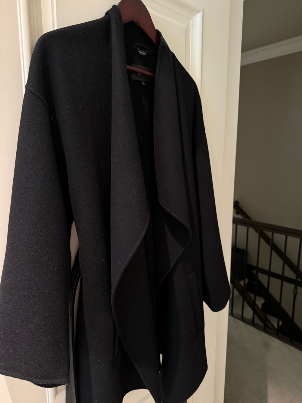 Women's  Mackage Black Draped Open-Front Coat